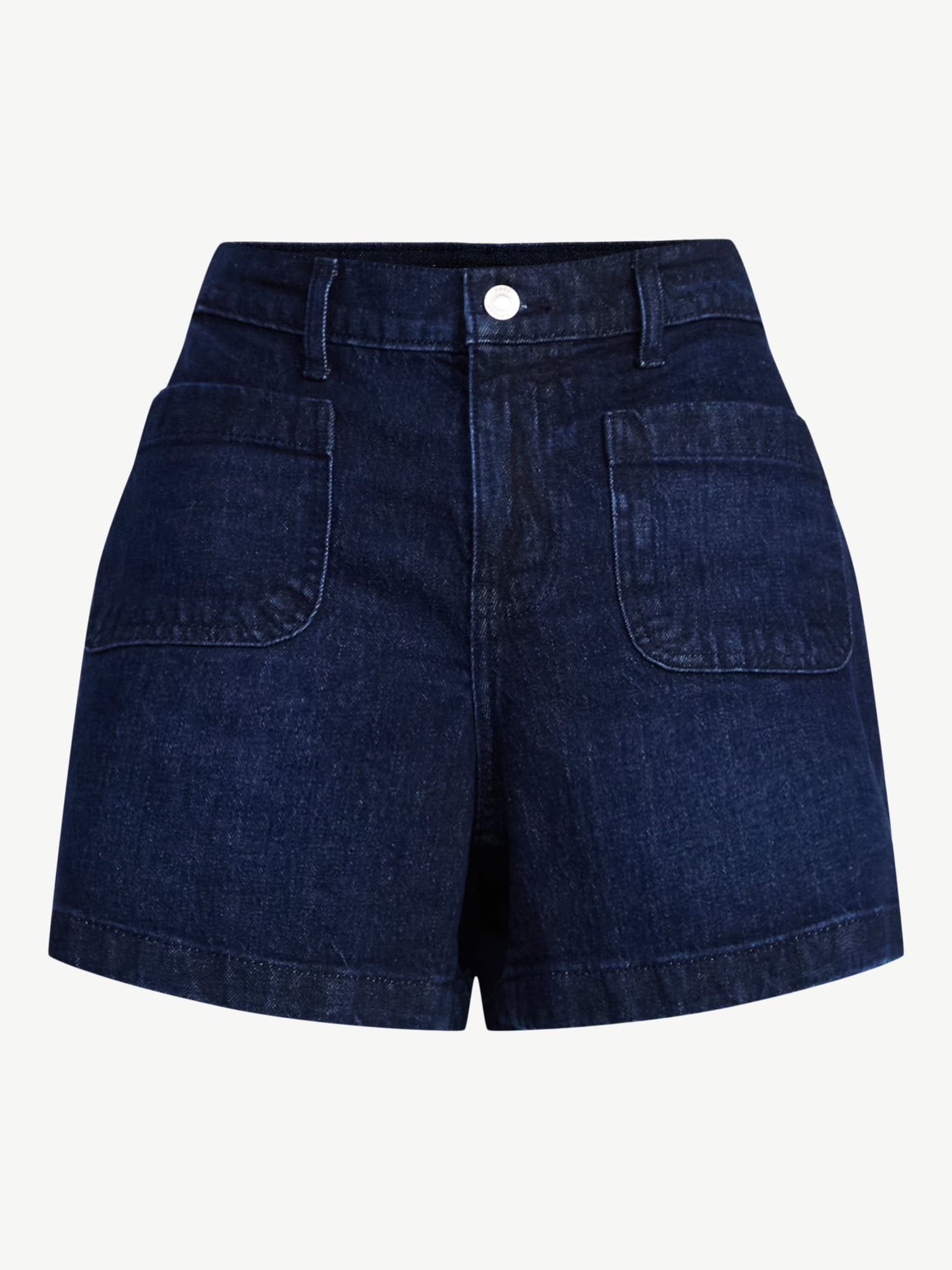Free Assembly Women's and Women's Plus Patch Pocket Denim Shorts, 4" Inseam, Sizes 0-28W