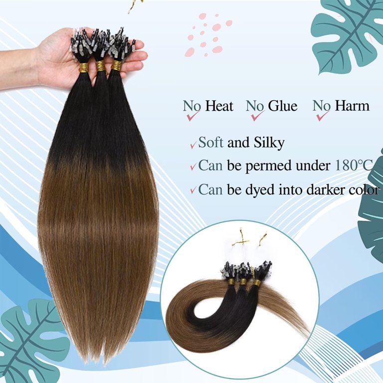 MY-LADY Blonde Micro Loop Ring 100% Remy Human Hair Extensions Thick  Invisible Nano Beads Micro Link Hairpiece 50S 1G 