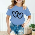 thumbnail image 2 of Summer Tops Kid Girls Cute Graphic Round Neck Short Sleeve Tee Summer Casual Shirt Cute Tops Size:3-4 Years, 2 of 5