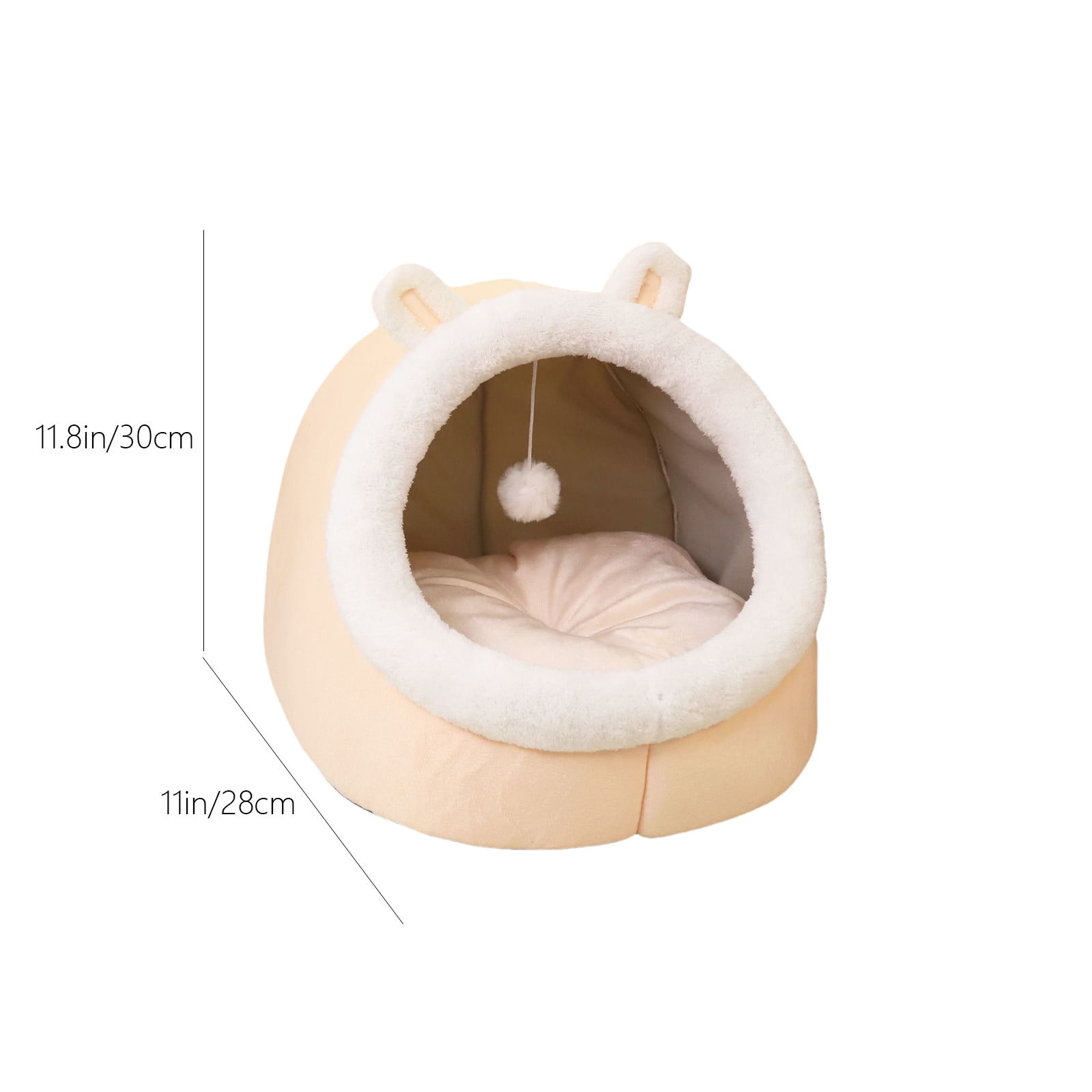 AUHomi Cute Cat Bed for Indoor Cats, Semi-Enclosed Soft Half-Covered Cat Bed, Thickening and Warm in Winter, Warm Soft Cave Fit for Cat Up to 16 Lb and Puppy, Pink