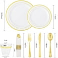 thumbnail image 2 of 350 Pieces Gold Plastic Plates - Disposable Silverware and Cups, Include: 50 Dinner Plates 10.25”, 50 Dessert Plates 7.5”, 50 Gold Rim Cups 9 OZ, 50 Gold Cutlery for Thanksgiving, 2 of 16