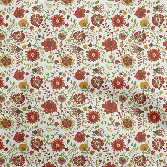 oneOone Viscose Jersey White Fabric Asian Suzani Dress Material Fabric Print Fabric By The Yard 60 Inch Wide