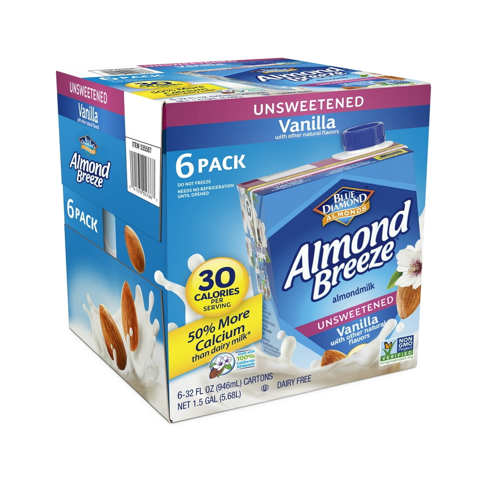 (6 pack) Almond Breeze Unsweetened Vanilla Almond Milk, 32 fl oz