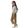 thumbnail image 6 of Juslio Girls Pants Unisex Child Casual With Pockets Smocked High Waist Pant Loose Wide Leg Trousers 4-14 Years Linen Pants, 6 of 7