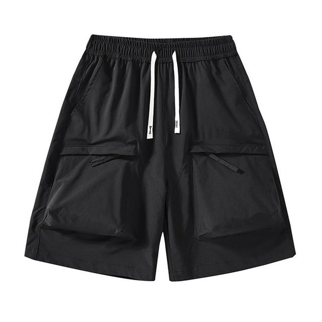WRKEKC Men's Athletic Shorts Solid Color Casual Loose Zipper Pocket Drawstring Quick Dry Elastic Waist Shorts 5-Inch Inseam for Sports