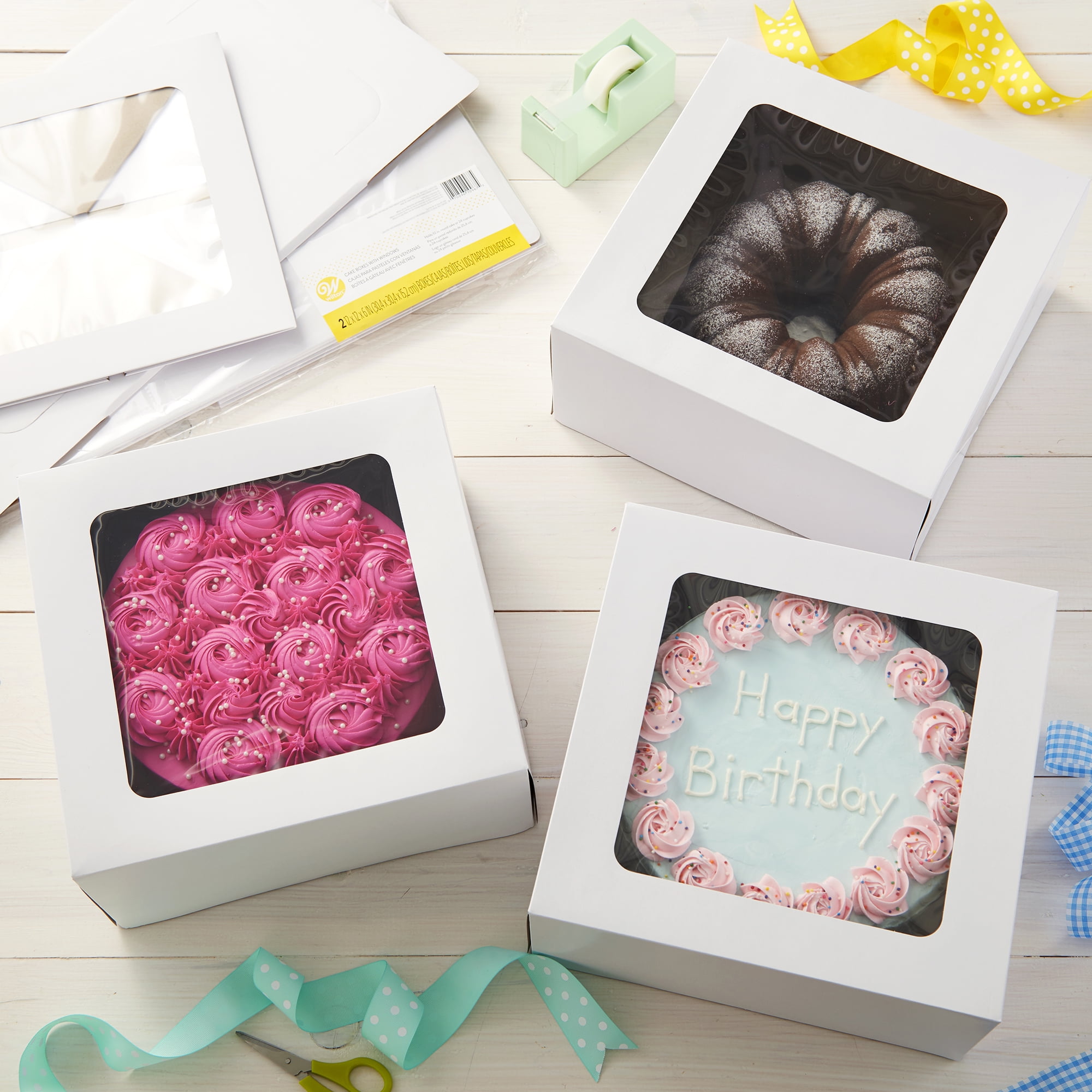 Wilton 12 x 12 x 6-Inch White Cardboard Square Cake Box with Window