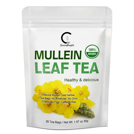 Mullein Leaf Tea Bags, 28 Teabags, 3g/bag For Lungs - Non-GMO - Caffeine-free - Natural Healthy Herbal Tea For Detox & Respiratory Support