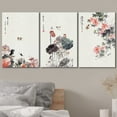 thumbnail image 3 of wall26-3 Panel Canvas Wall Art - Chinese Ink Painting of Flowers and Birds - Giclee Print Gallery Wrap Modern Home Art Ready to Hang - 16"x24" x 3 Panels, 3 of 5