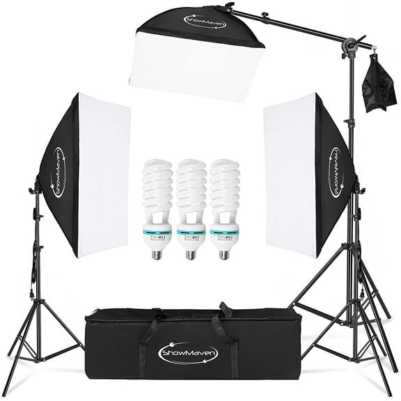 ShowMaven 135W Softbox Lighting Kit with 3 Softboxes & Stands