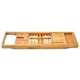 thumbnail image 3 of Bandeja de madera para baño con soporte para libros y vino para una relajación máxima Bandeja de bambú de lujo para bañera, 3 of 8