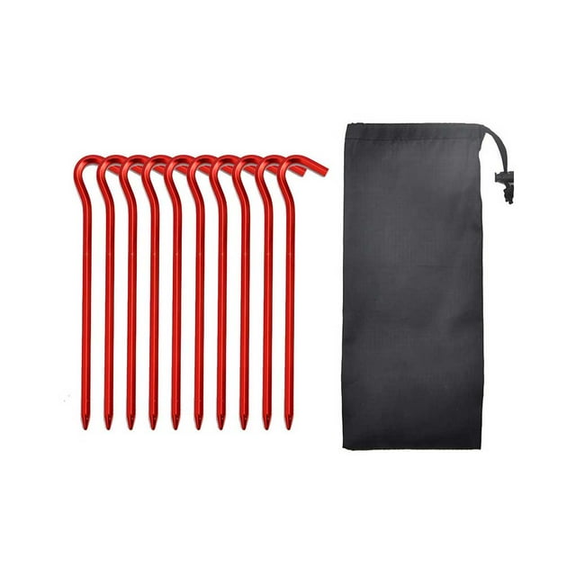 Soidarity Clavos para el suelo de fijación de tienda de campaña, 10 piezas, estacas de jardín de aleación de aluminio, clavijas a prueba de viento para carpas Rojo Soidarity OD028390-02