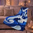 thumbnail image 6 of Swirling Blue Ocean Waves Digital Print, Mystical Fantasy Scene, Warm Flannel Blanket for Beach House and Reading Nook, Beach Lovers Valentine's Day Gift, Fantasy Home Decor, 6 of 9
