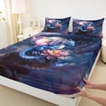 thumbnail image 4 of Feelyou Lotus Fairy Dragon Full Size Sheets for Kids Boys Girls, Starry Sky Animal Bed Sheets, Blue Pink, 4pcs, 4 of 5