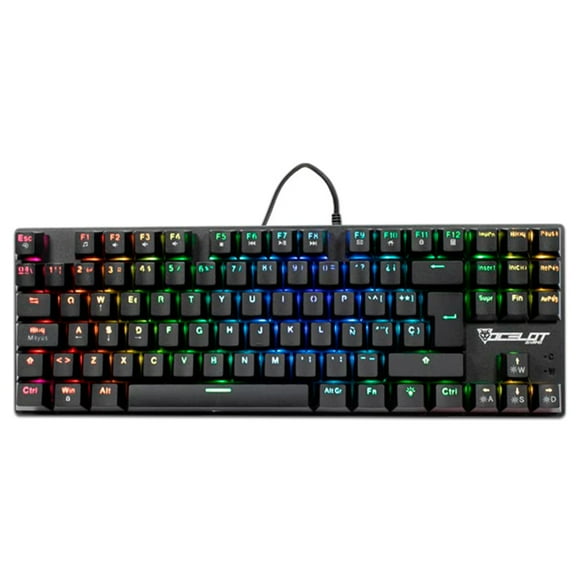 Teclado Gamer Mecánico Ocelot OK-TKL2 Iluminación RGB Switch Red TKL Color Negro