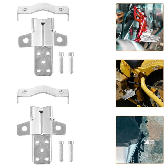 PTOOTP 2Pcs Motorcycle Passenger Foot Peg Metal Silver Shock-absorbing For Use