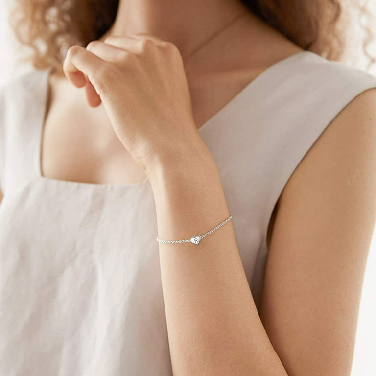 Silvora Women Cute Letter Bracelet M Silver S925 Initial Heart Jewelry for  Girlfriends - Letter M Chain Bracelets 