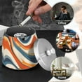 thumbnail image 4 of Yayeee Ashtray with Lid for Cigarette Smokeless Stainless Steel Home Ash Holder, Beige Abstract Wavy, 4 of 7