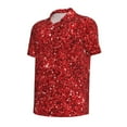 thumbnail image 2 of Xecao Red Glitter for Mens' Casual Short Sleeve Button-Down Polo Shirts for a Classic Golf Look, 2 of 9