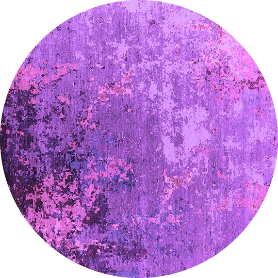 Ahgly Company Machine Washable Indoor Round Oriental Purple Industrial Area Rugs, 4' Round