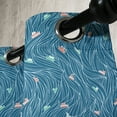 thumbnail image 4 of Ambesonne Nature Grommet Curtain, Waves and Ships Cartoon, 50" x 63", Petrol Blue Jade Green, 4 of 6