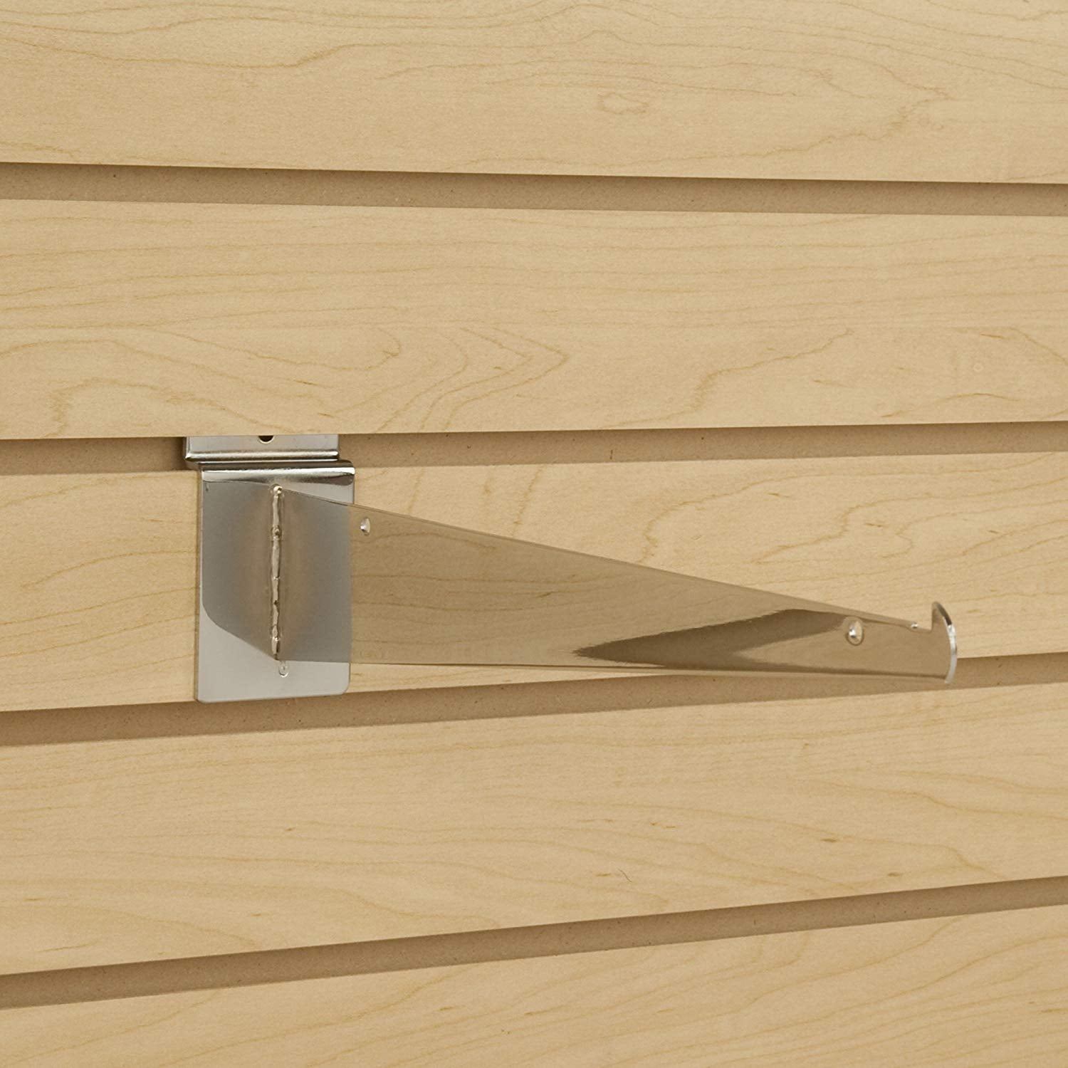 Shelf Brackets for Slatwall, 12", Chrome (Pack of 4) Fits All