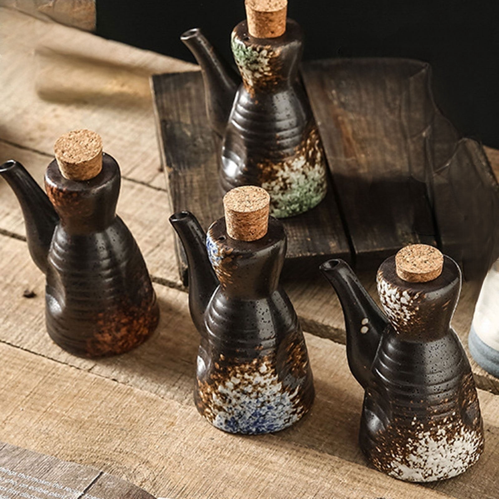 Ceramic Soy Sauce Dispenser, Traditional Japanese Kitchen Cooking Tools,Condiment Storage Jar For Storage Oil Vinegar Coffee Syrups