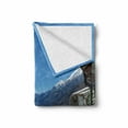 thumbnail image 2 of Travel Soft Flannel Fleece Throw Blanket, Long Seats in Terrace with Lake Sea View Summer Holiday Theme Art Print, Cozy Plush for Indoor and Outdoor Use, 70" x 90", Blue White and Green, by Ambesonne, 2 of 6