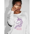 thumbnail image 2 of "Unicorn Rules" Design. Sweatshirt Women - Women Sweatshirt, White, Large, 2 of 4