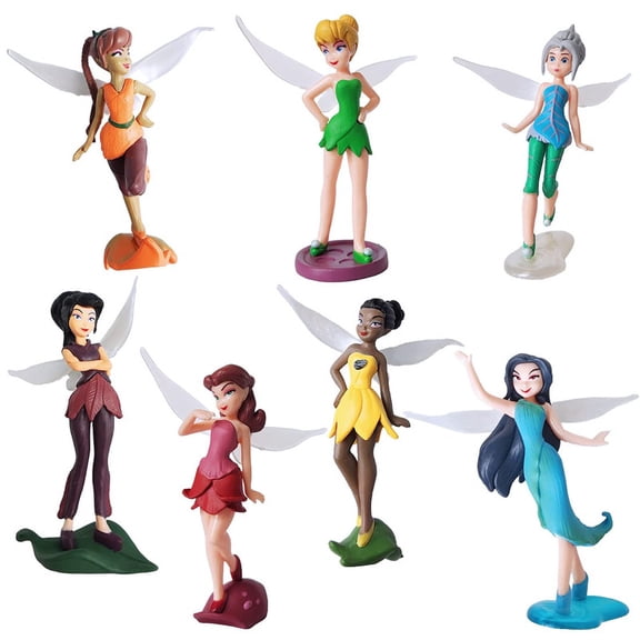 7Pcs Tinkerbell Party Decorations Mini Fairy Figurines Fairies for Fairy Garden Accessories Tinkerbell Cake Topper Miniature Figurines Decor Doll Birthday Gifts for Girls