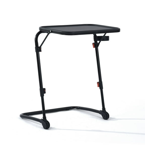Homy Casa Adjustable Folding Table With Cup Holder , Ideal for Home, Office & Outdoor,Black