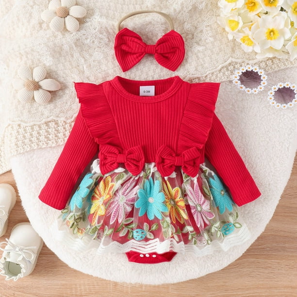 Monos De Bebe Niña Set De Mamelucos Multicolor Con Estampado De