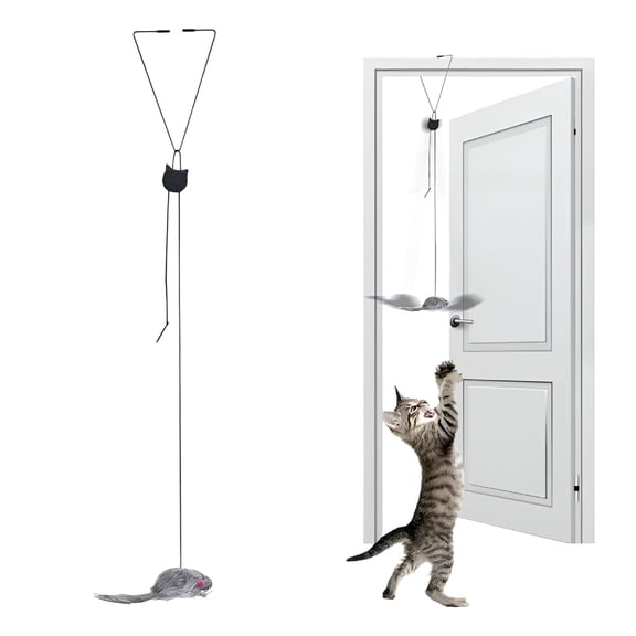 BESTSKY 2026 New Door Hanging Cat Toys - Interactive Feather & Jumping Mouse Set for Indoor Cats | Boredom Buster Kitten Exercise Toys with Multi-Stimuli Design