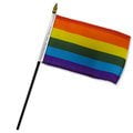 2 Ct Gay & Lesbian Rainbow Pride Small 4 X 6 Inch Mini Stick Flag Banner with 10" Plastic Pole Great Quality Polyester