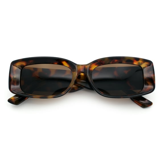 Womens Mod Rectangle Thick Beveled Plastic Minimal Fashion Sunglasses Tortoise - Brown