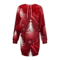 thumbnail image 7 of Women's Long Sleeve Hooded Sweatshirt Dress with Snowflake Christmas Tree Print, Ugly Christmas Sweater Women Style, Cozy Fall and Winter Dress with Pockets for Holiday,Red,2XL, 7 of 7