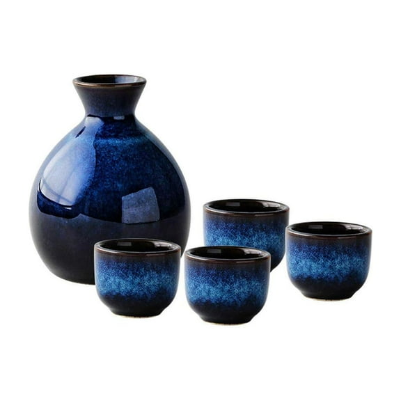 Japanese Sake Set, Porcelain Set tokkuri Bottle Traditional Ceramic Sake Pot Cups Ideal for Home Restaurant Teahouse Hotel Hot and Cold Sake