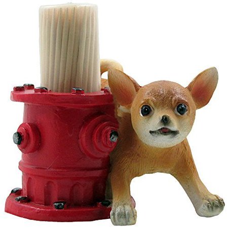 Chihuahua Peeing On Fire Hydrant Decorative Toothpick Holder Set
