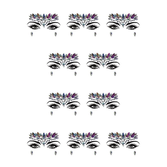 Pegatinas de diamantes de imitación para cara de ojos Soidarity 10Conjunto Púrpura claro