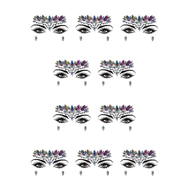Pegatinas de diamantes de imitación para cara de ojos Soidarity 10Conjunto Púrpura claro
