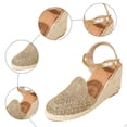 thumbnail image 3 of Rokment Boho Braided Sunflower Espadrilles Wedges Dress Sandals for Women Beach Summer Vacation Casual Crochet Closed Toe Platform High Heels Khaki Size7.5, 3 of 5