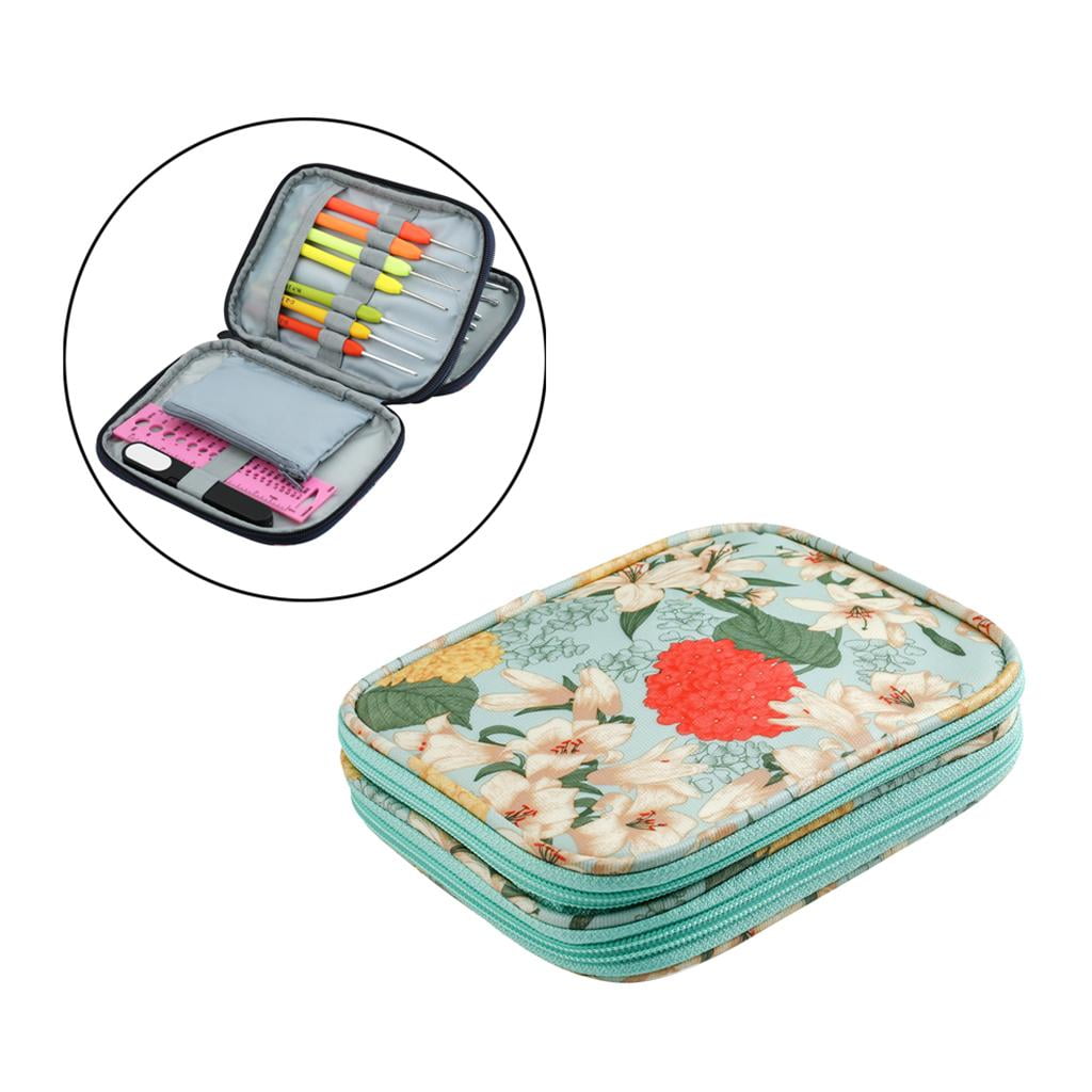 Yunhgft Knitting Crochet Hook Needles Case Empty Zipper Bag Organizer Green