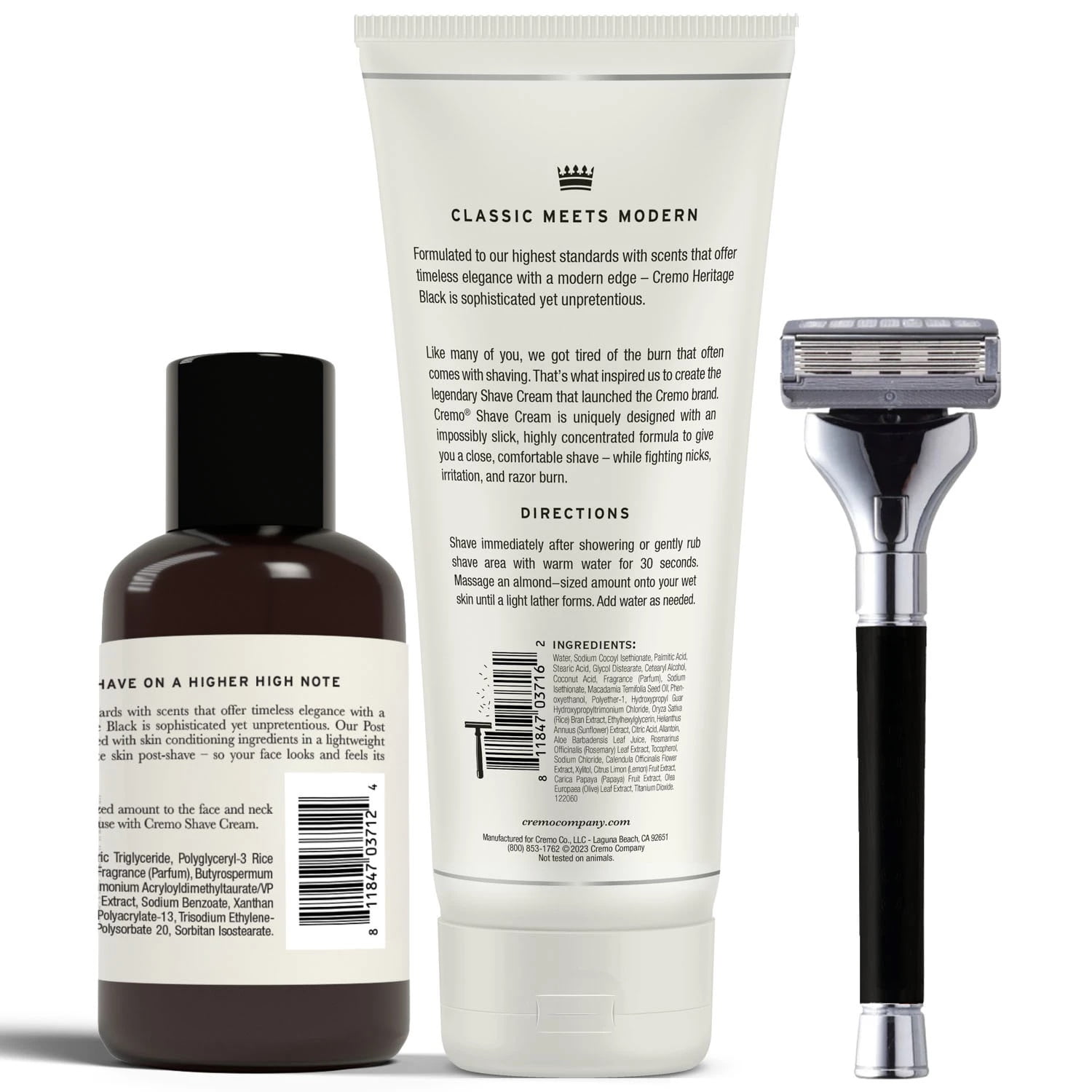 Cremo Heritage Black Shave Kit (Razor, Refills, Shave Cream & Balm)