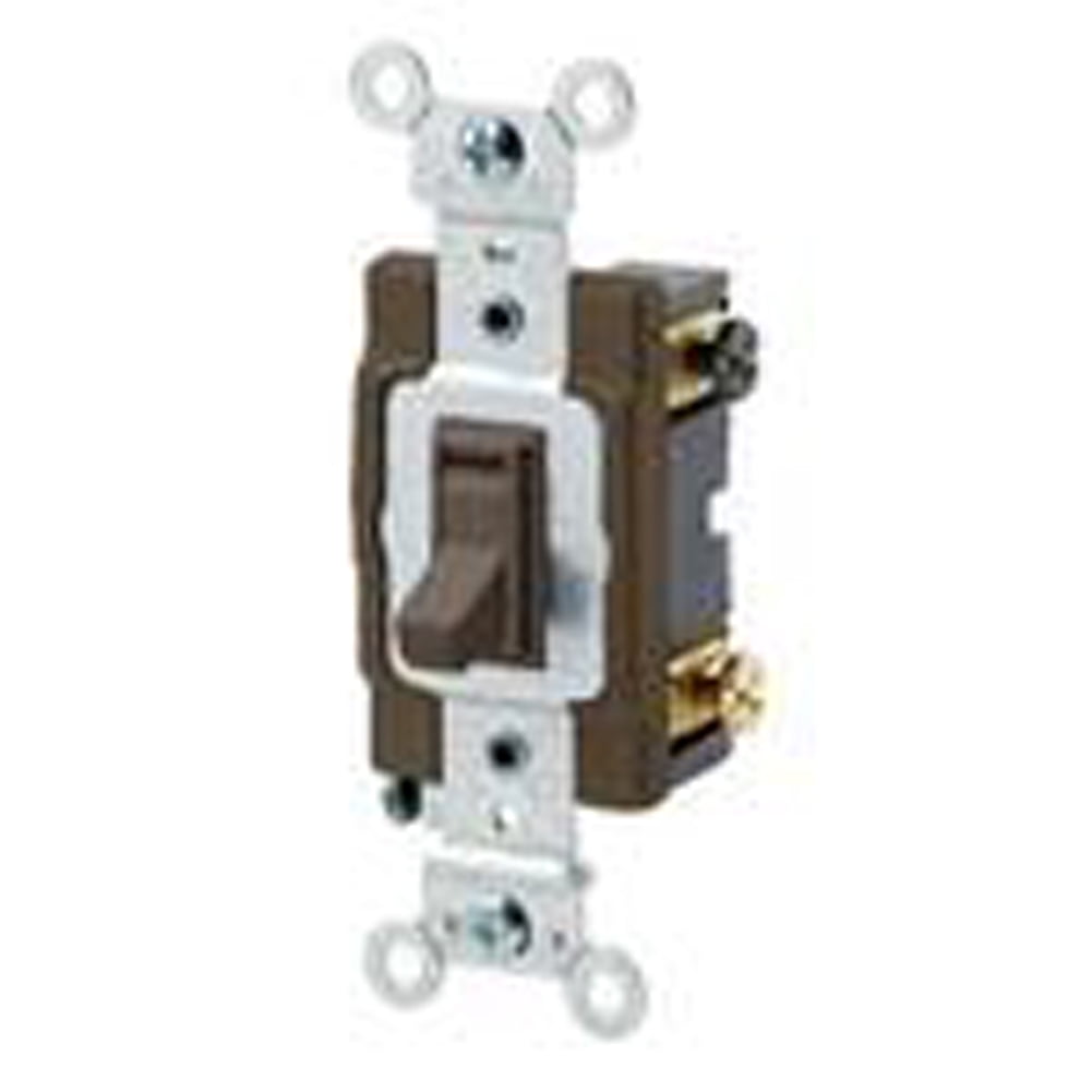 Leviton 54504-2 4-Way Switch, Framed Toggle, 15A, 120/277V, Brown, Side Wired