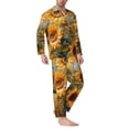 thumbnail image 2 of Naloa Sunflower Field Art Men’s Pajamas Set - Long Sleeve Button Down Sleep Shirt and Pajama Bottoms Sleepwear Set-Small, 2 of 7