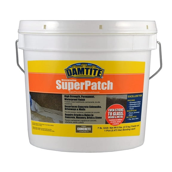 Damtite 04072 Liquid 6 lb Powder Mix and 1 Pint Bonding Liquid, Concrete Super Patch Repair, 7 lb