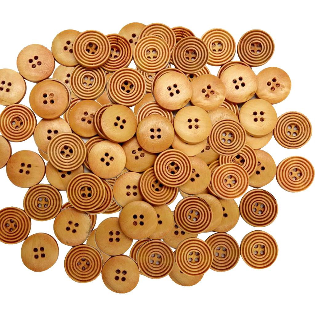 Abbraccia 5x100 Pieces Wooden Buttons Spiricle 20mm with Four Holes Light Coffee Color 5 Pcs