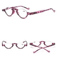 thumbnail image 4 of 4 Pairs of Blue Light Blocking Half Rimless Purple Tortoiseshell Reading Glasses 1.50 for Women Men Half Moon Fashion Spring Hinge plastic Readers +1.50 Strength, 4 of 4