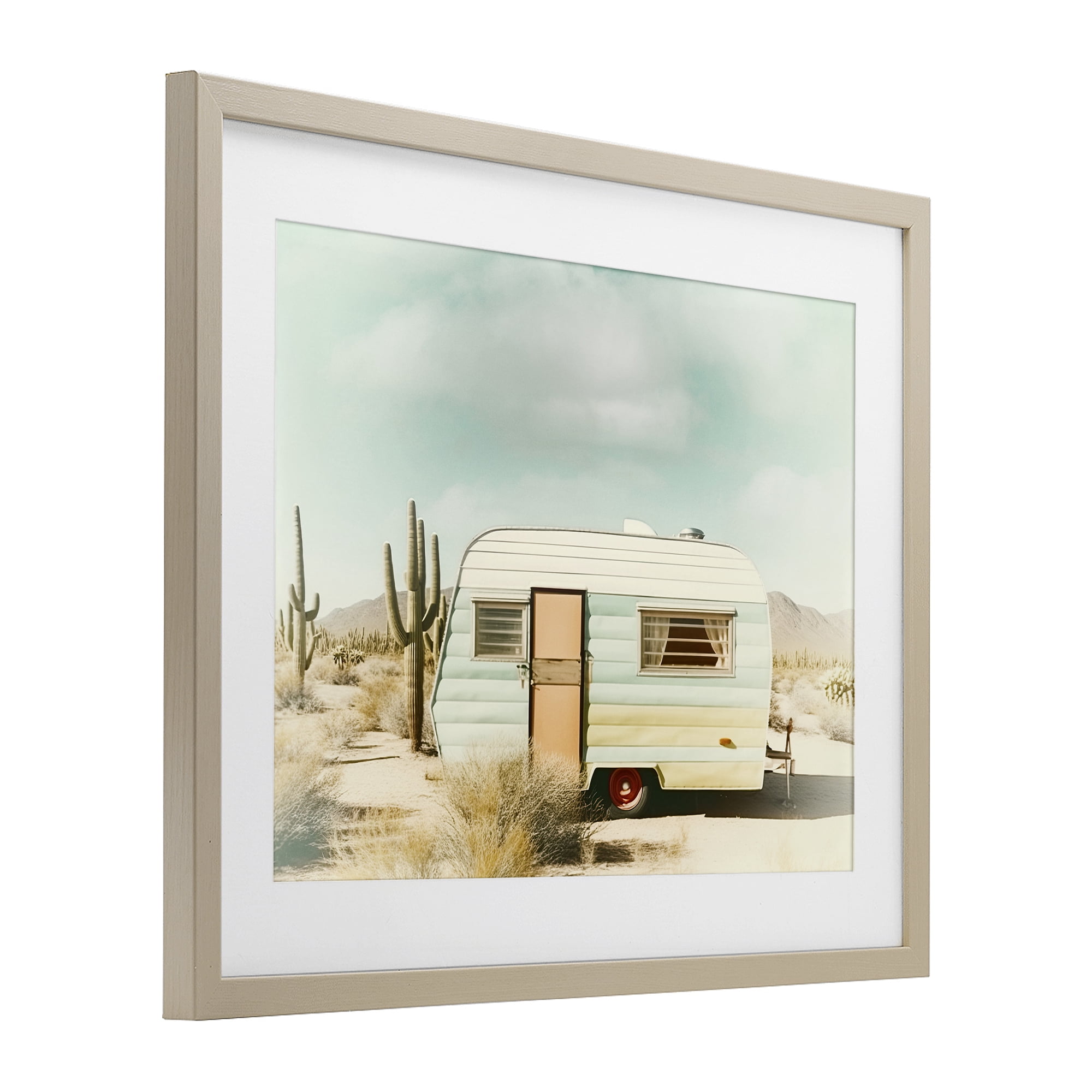 Desert Trip Vintage Birch Framed Print Under Glass, design by Decent Exposures