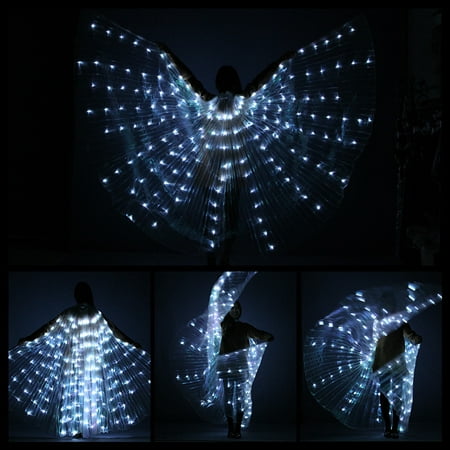 Rechargeable LED Isis Wings Belly Dance Club Glow Light Up Costume Sticks
