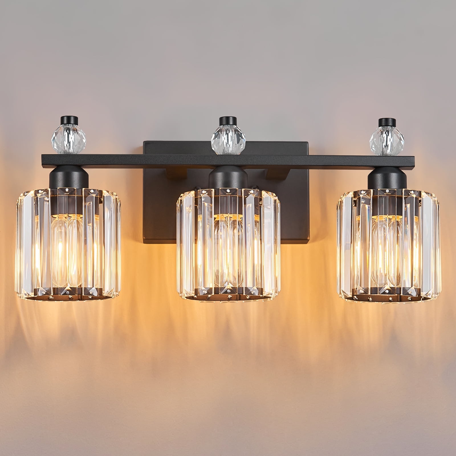 Crystal Vanity Light Fixtures Sand Black Over Mirror Crystal Bathroom Vanity Lighting Fixtures 3-Light Bathroom Vanity Lights